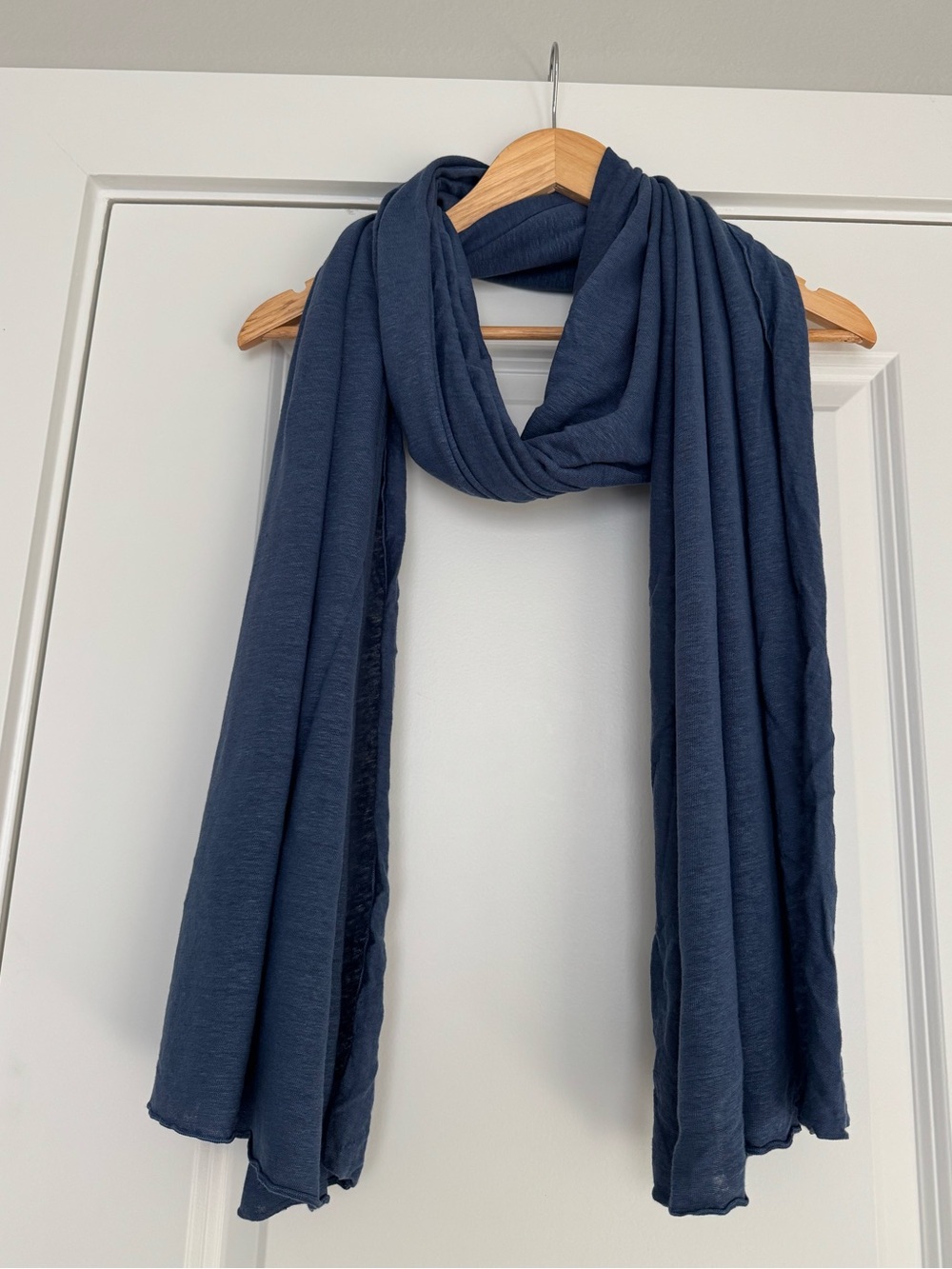 cut loose Navy Blue Knit Linen Scarf Wrap